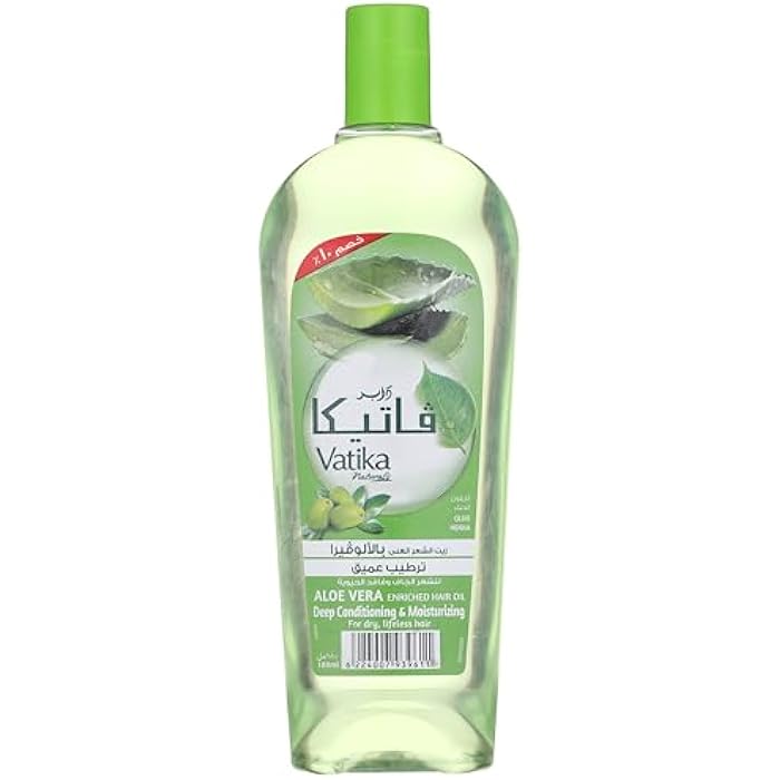 Vatika Naturals Aloe Vera Enriched Hair Oil (180mL) | Natural Extracts of Olive and Henna | Promotes Deep Conditioning and Moisturization | Helps Dry and Lifeless Hair - Image 1